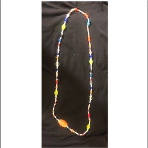 Long Multicolored Glass Beaded Necklace